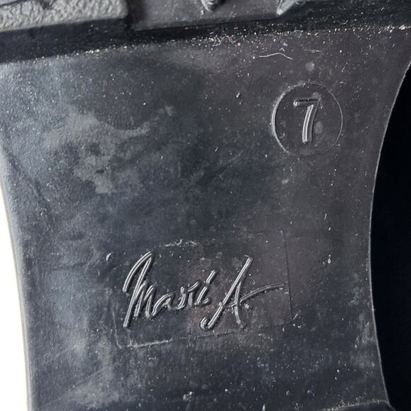 Mari A. Leather Lace Up Back Low Heel Mid Calf Boots Round Toe Black Size 7 - Picture 6 of 7